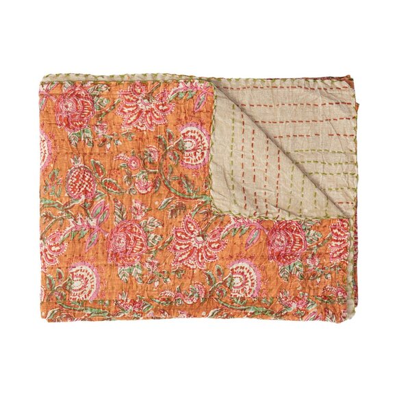 Taj Hotel Home Decor Kantha Cotton Throw | 1-Piece | Multicolor | 50"x70" - Picture 1 of 3